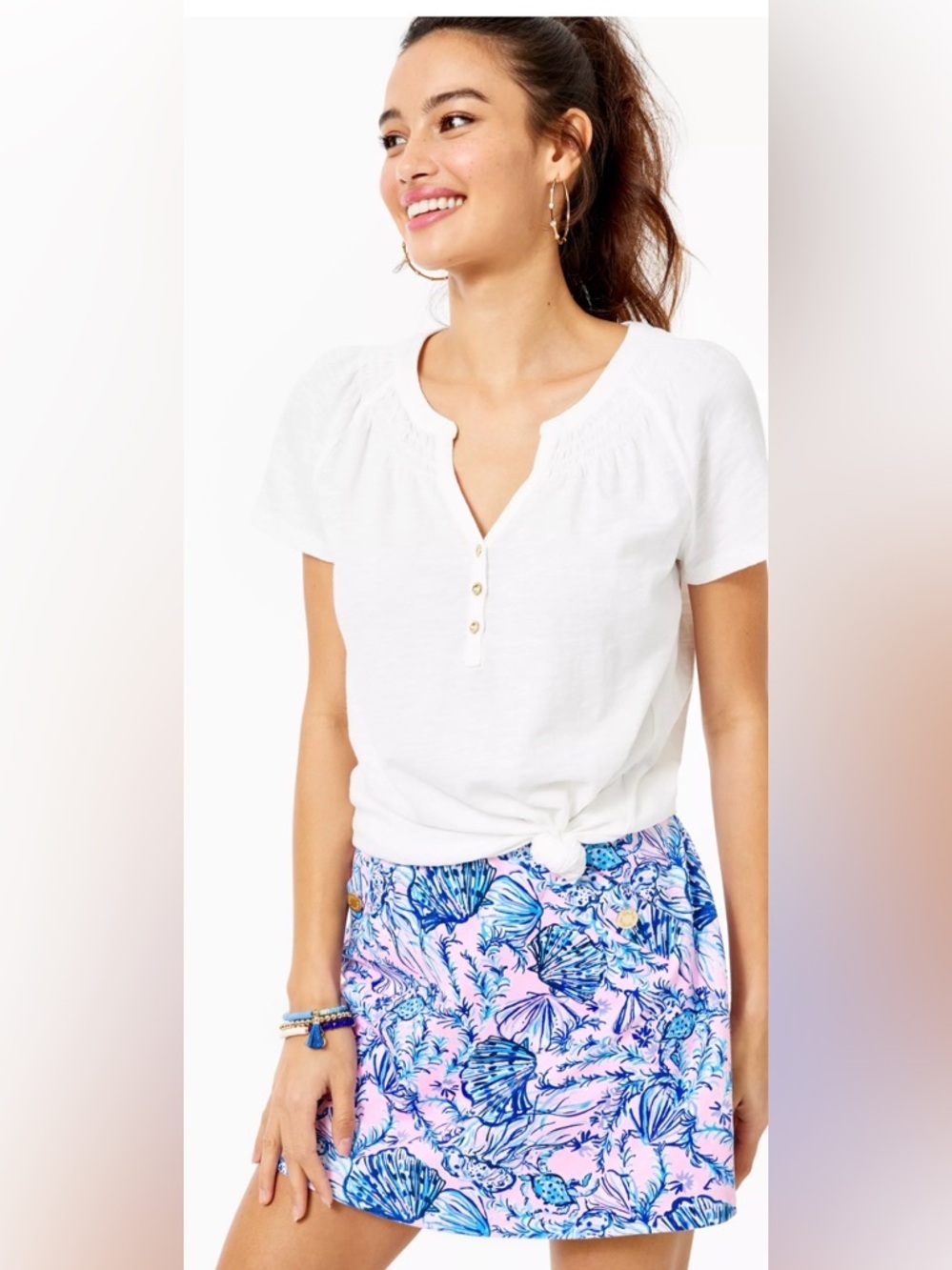 Lilly Pulitzer Colette Mini Skort Pink Blue Tropical Print Resort Summer Size M
